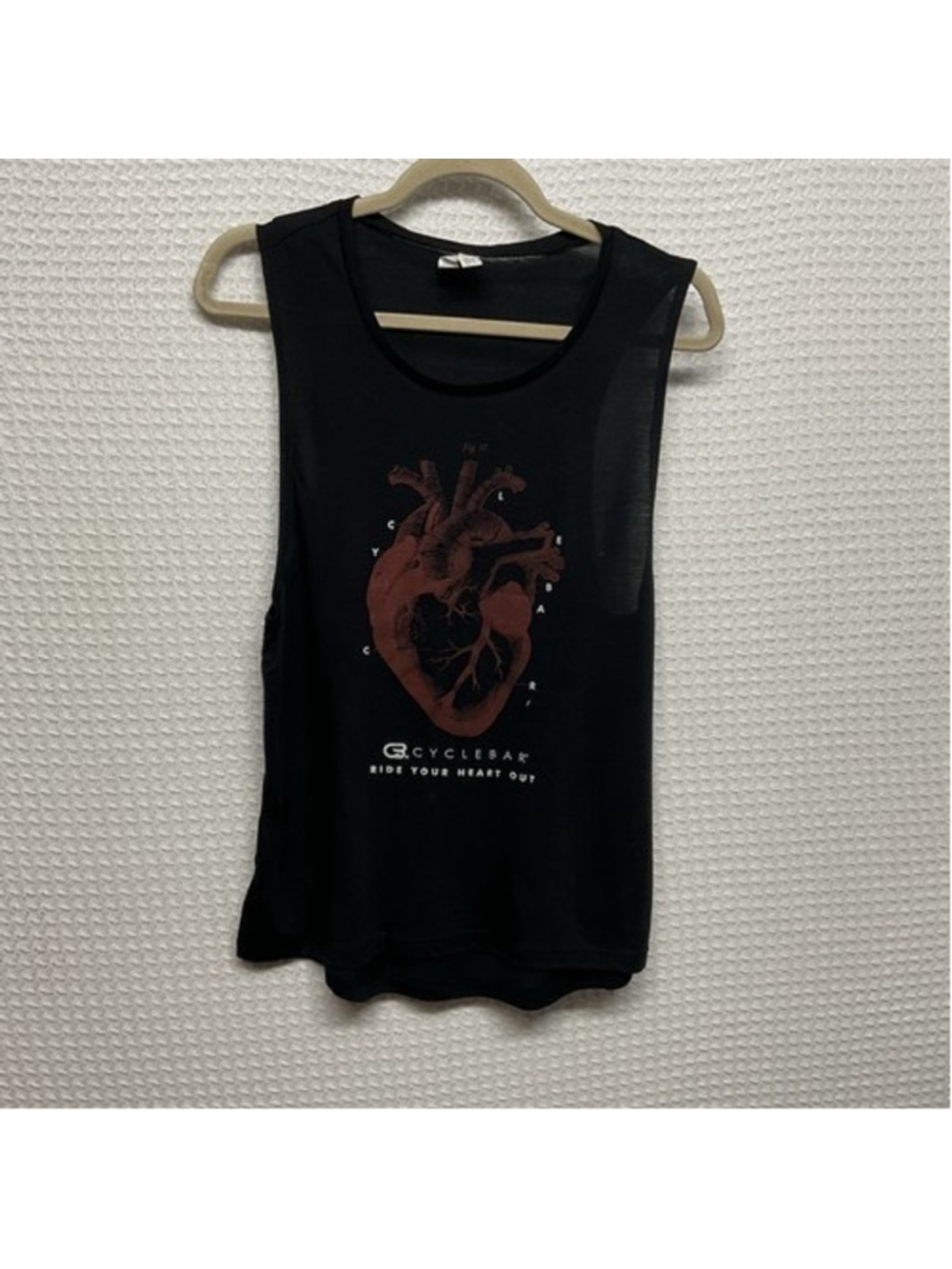 Bella‎ Black Anatomy of the Heart Lightweight Racerback Tank Top Women M
